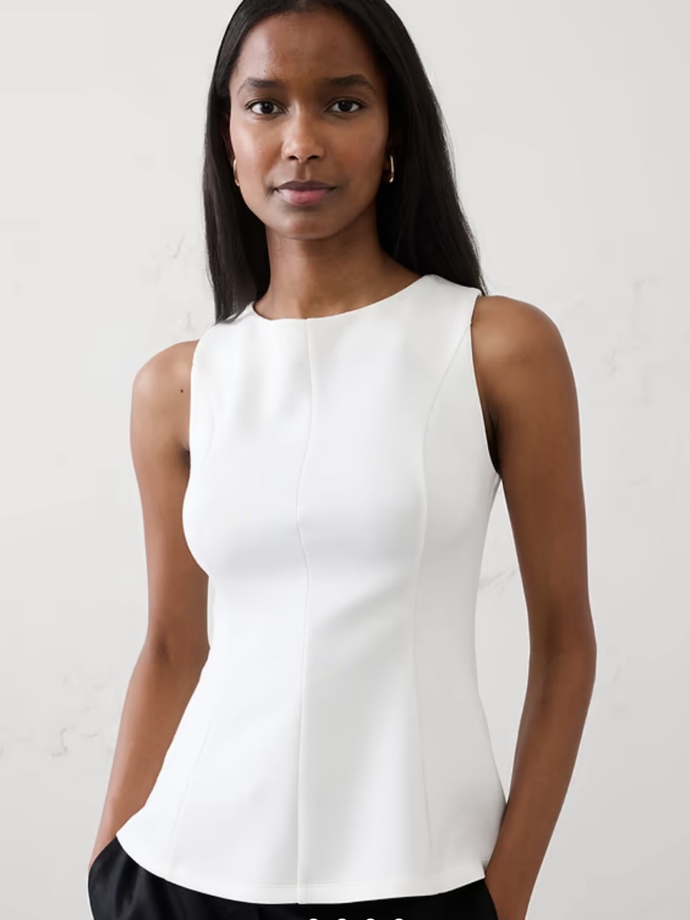 BANANA REPUBLIC Soft Touch Peplum-Hem Top in White -NWT, Small
